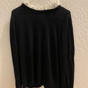 Black Top with White Ruffle Collar